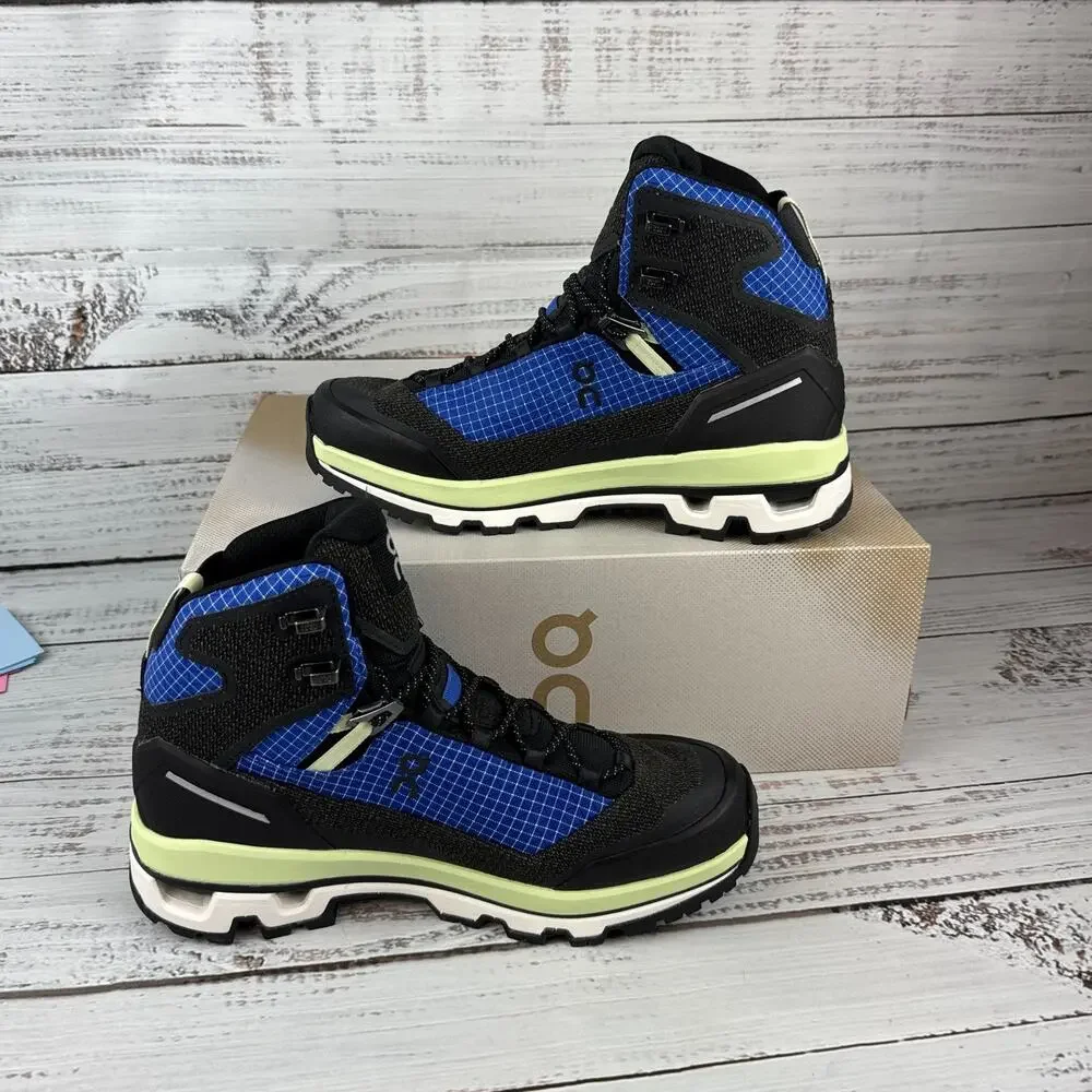 On Cloudalpine Waterproof Womens US 8 Hiking Boots Black Blue